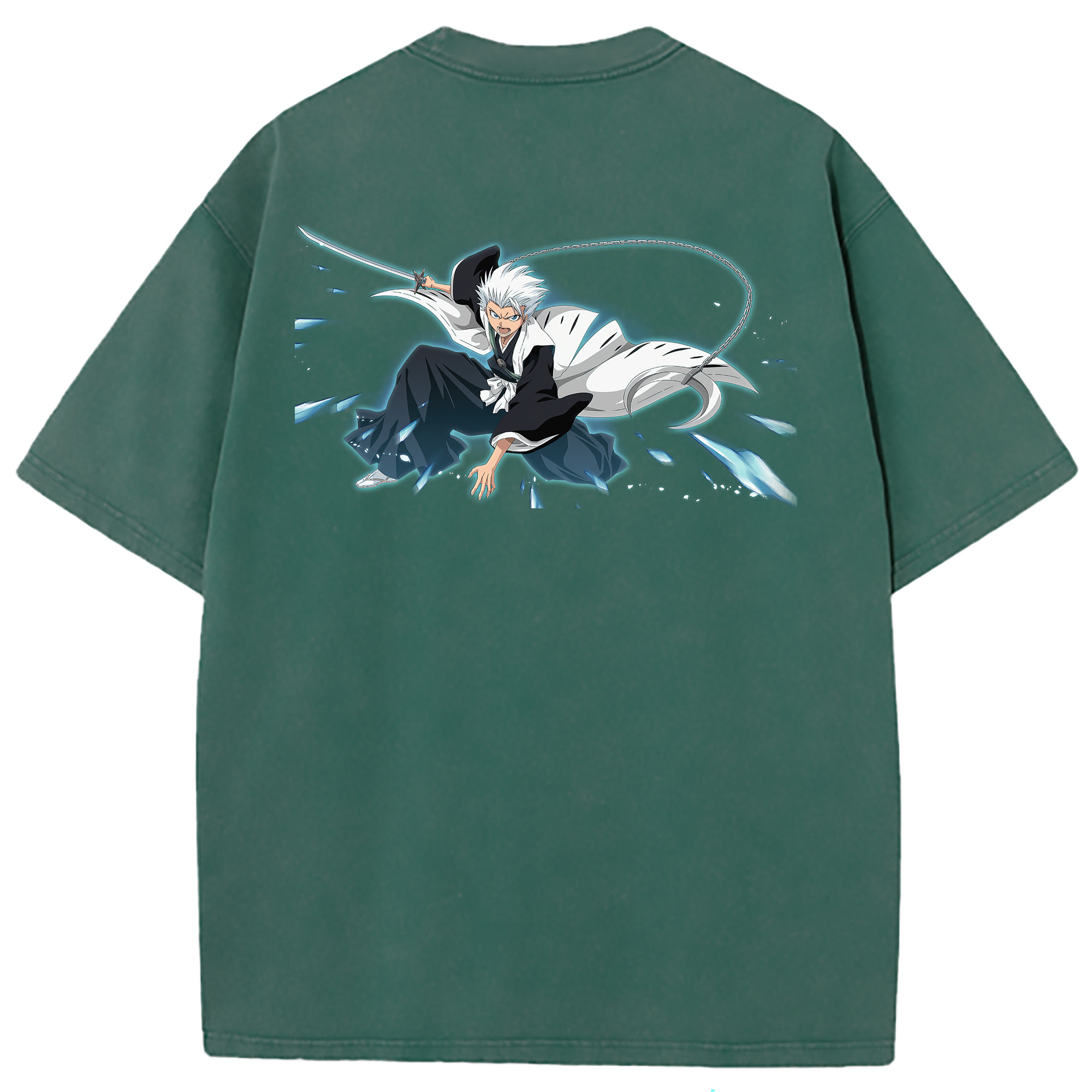 （画像用） ブリーチ 日番谷冬獅郎（ひつがや とうしろう） BLEACH Hitsugaya Toushirou 綿100% ヴィンテージ風 半袖Tシャツ（背面プリント）